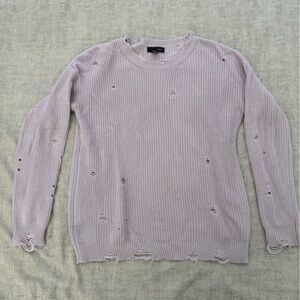 Aqua Light Purple Distressed Sweater